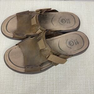 Earth Spirit Men's Slide Sandals Shoes Sz 11 Adjustable Faux Leather Brown
